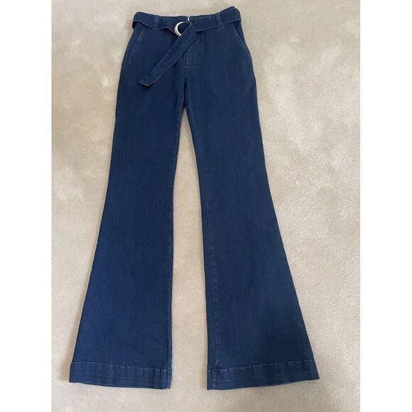 FRAME Le High Flare High Rise With D Ring Belt‎ Size 24 NWT Dark Wash - Picture 1 of 12